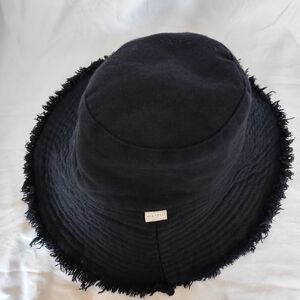 Black Frayed Edge Hat